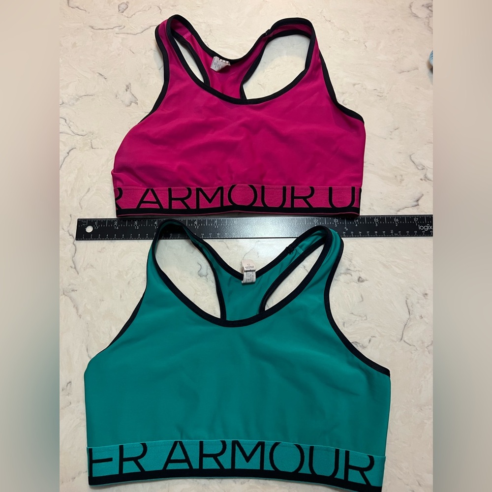 Under Armour Vibrant Pink and‎ Teal Sports Bras Bundle Size M